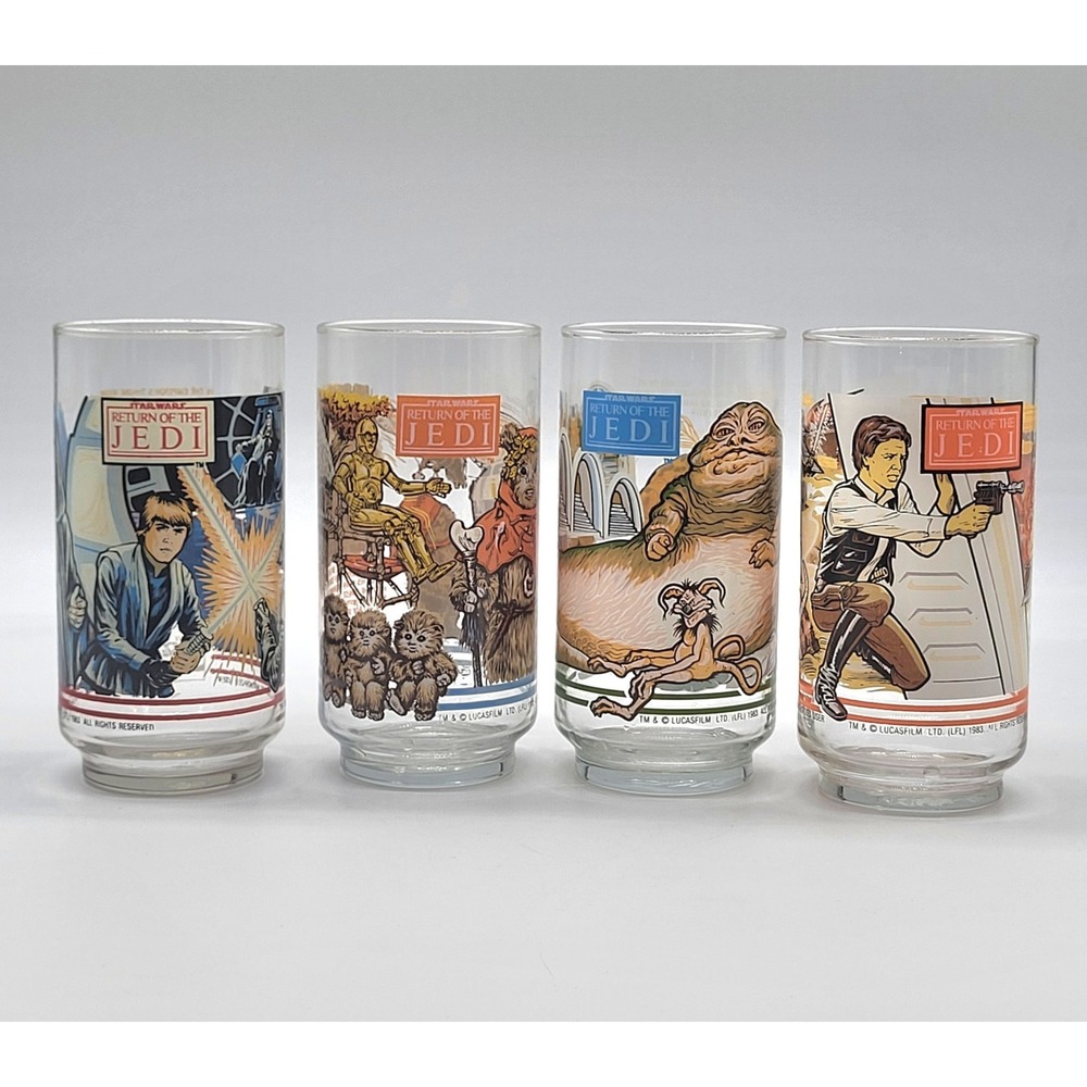 Vintage Rare 1983 Burger King Star Wars Collectible Tumblers Complete Set